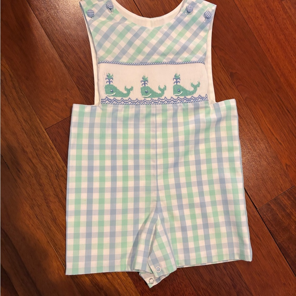 18m Shrimp and Grits whale Smocked shortall